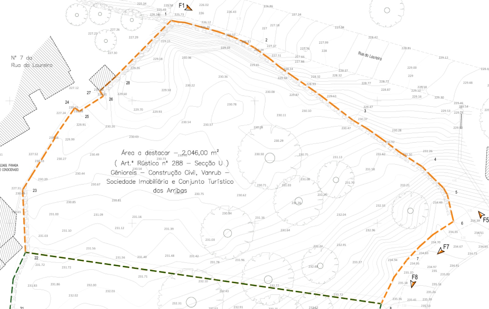 Published survey plan for the Azoia plot